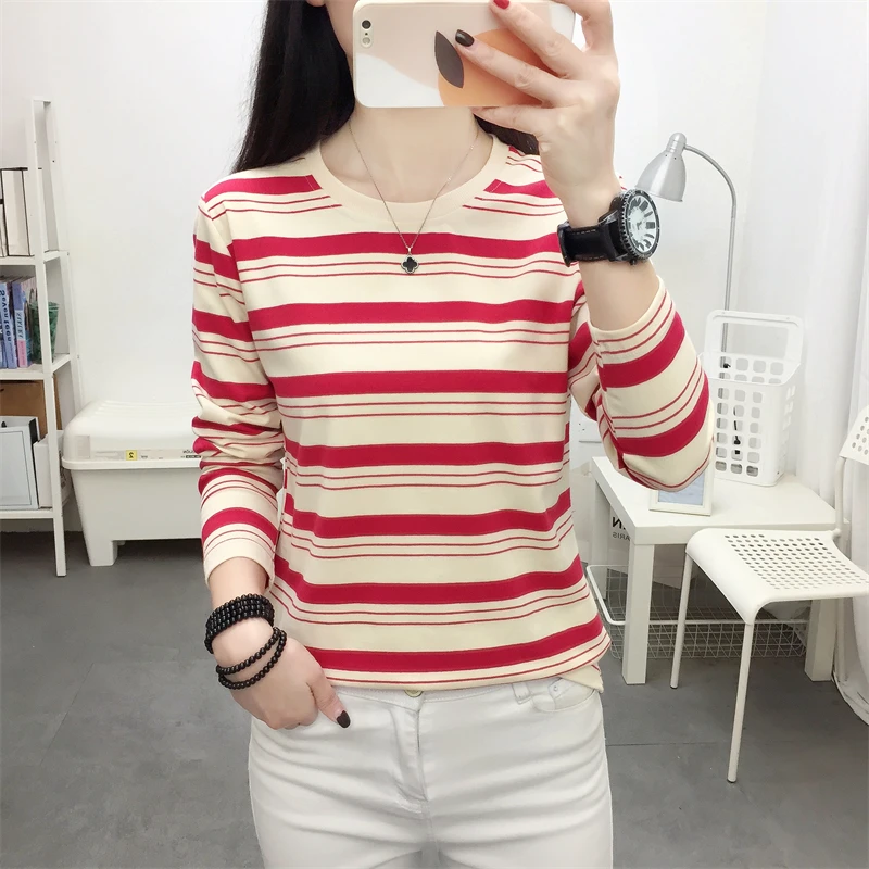 2024年新款圆领妈妈长袖t恤女春秋装宽松大码休闲百搭打底衫上衣