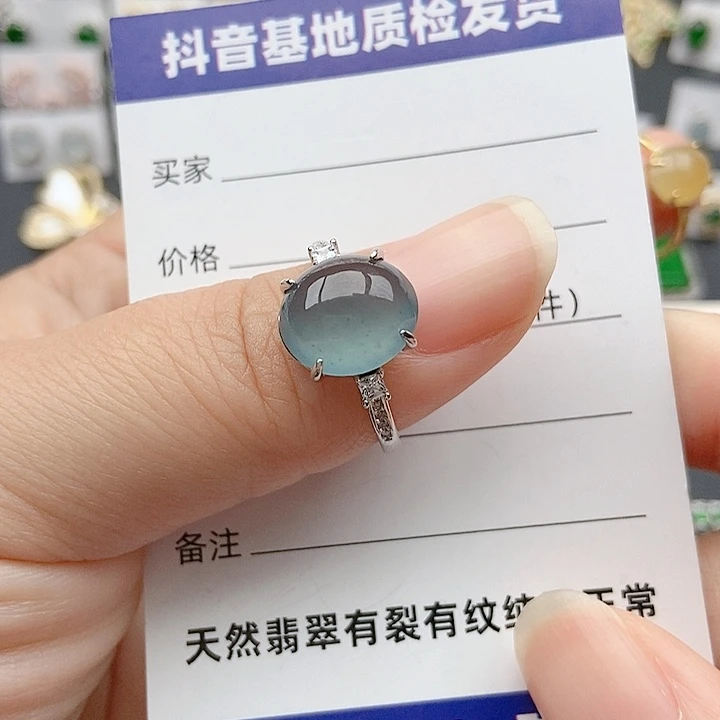 翡翠戒指银S925镶嵌大戒指