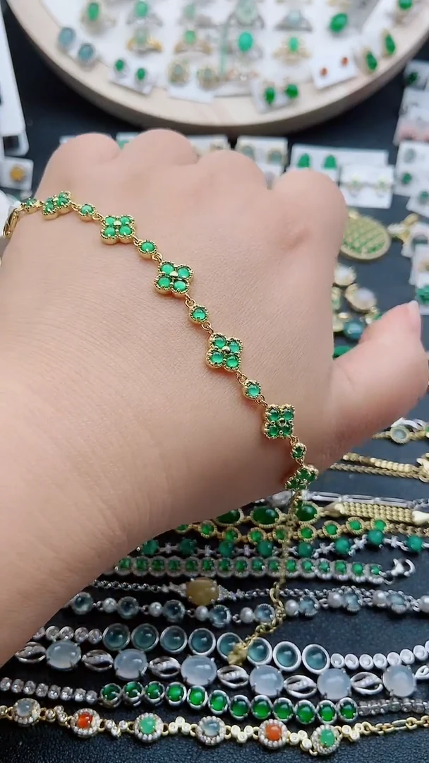 【闪购商品】翡翠手链银S925镶嵌1111