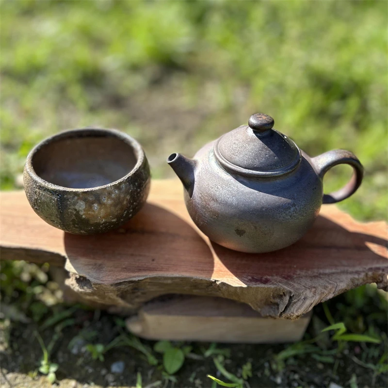 茶壶陶瓷柴烧壶茶壶手抓壶茶杯纯手工龙窑粗陶全手工复古日式精美