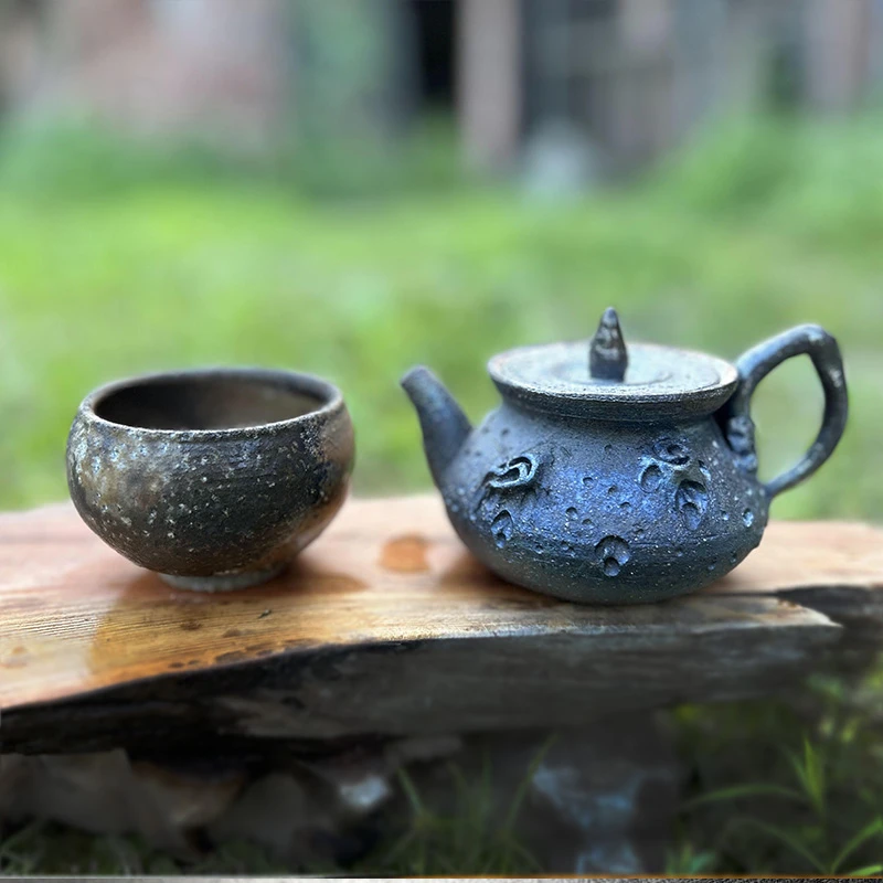 茶具陶瓷柴烧壶茶壶柴烧杯粗陶复古日式精美纯手工