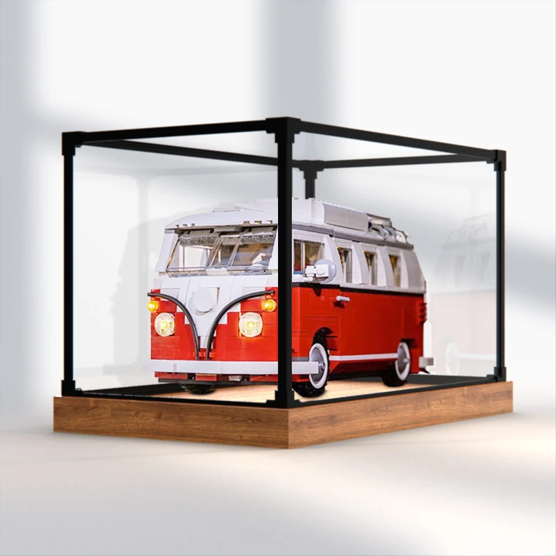 适用10220大众T1积木野营车合金框收纳盒亚克力模型罩高清展示盒
