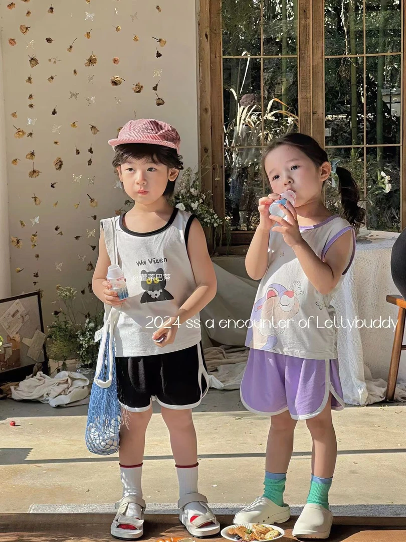 【米】兰精莫代尔儿童背心套装薄款夏款吸汗韩版无袖穿搭05