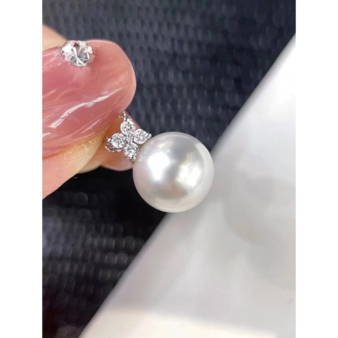 【小彤专属】9.5-10mm精选澳白四叶草吊坠18k钻石定制