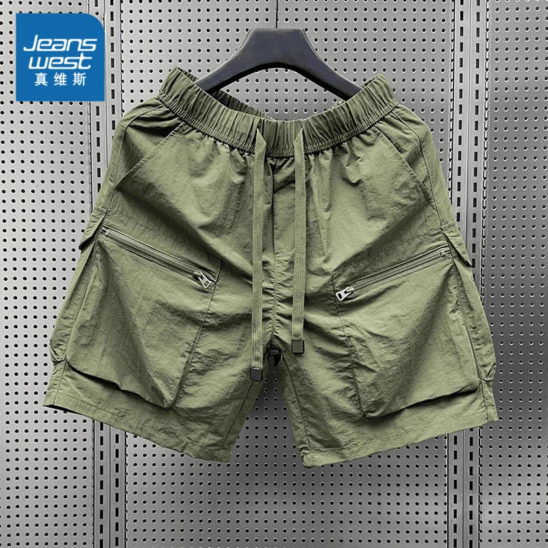 真维斯休闲短裤男士夏季薄款百搭宽松速干中裤大口袋工装五分裤男