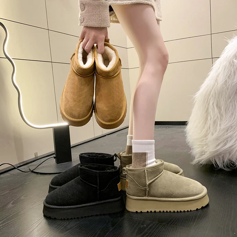 【金财与腊凤】2023新款秋冬雪地靴短筒女鞋网红时尚加绒短靴加厚