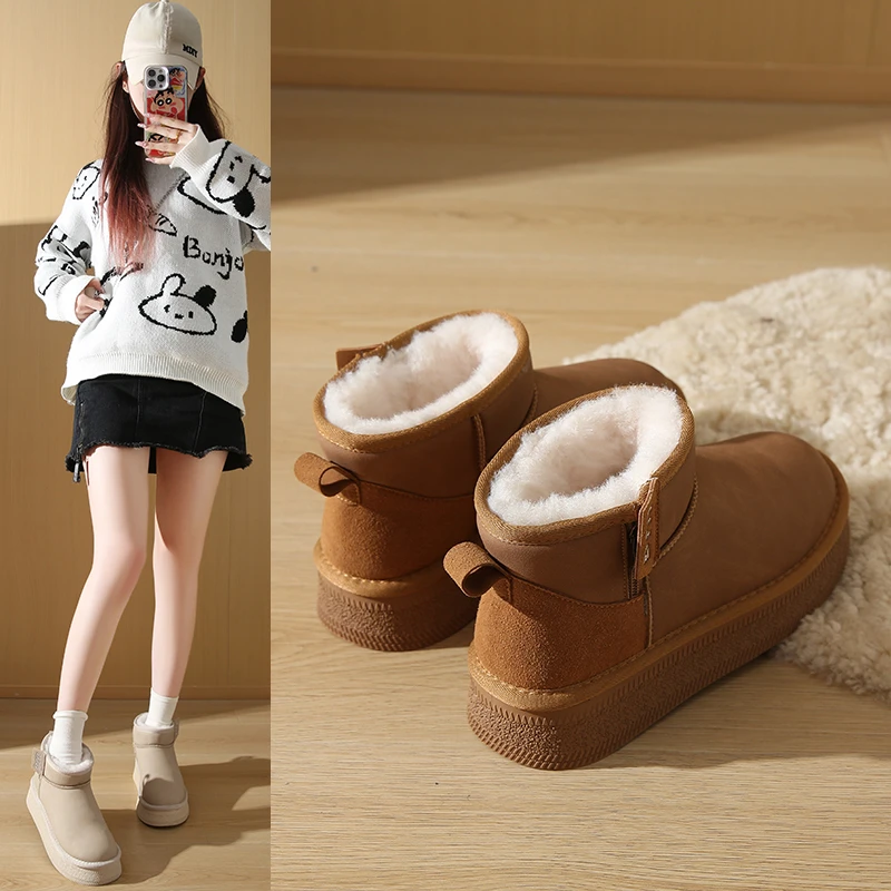 秋冬雪地靴网红休闲雪地靴保暖加绒加厚冬季时尚百搭雪地棉短筒