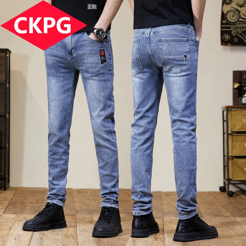 CKPG韩版修身牛仔裤男士2025新款修身直筒潮流春秋季潮流牛仔裤