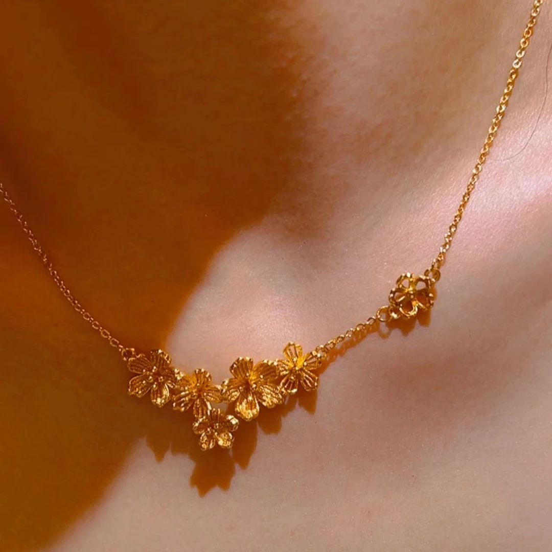 合金项链 精品五花项链气质轻奢时尚百搭复古小众金色