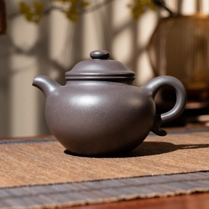 【亘古】《莲子》全手工制  青灰紫泥 约190cc 手工紫砂茶壶