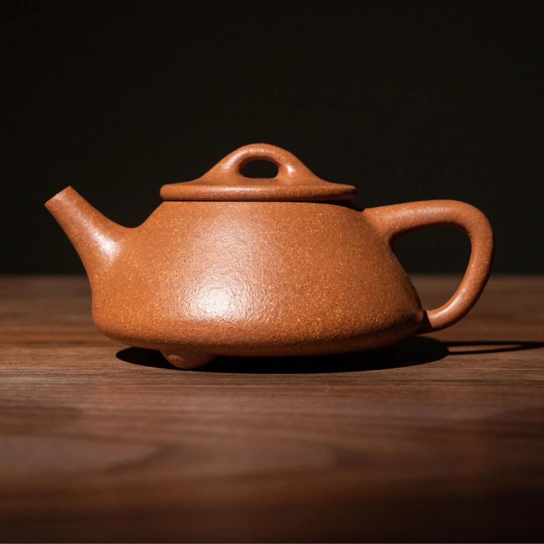 【亘古】《平盖石瓢》精工半手 黄降坡 约145cc 手工紫砂茶壶