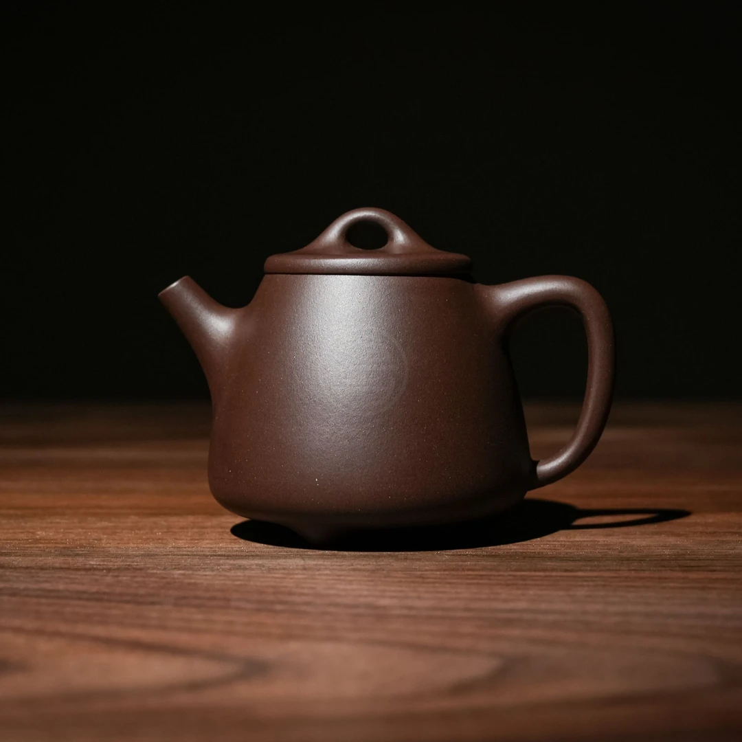 【亘古】《高石瓢》精工半手一厂老紫泥 约120cc 手工紫砂茶壶