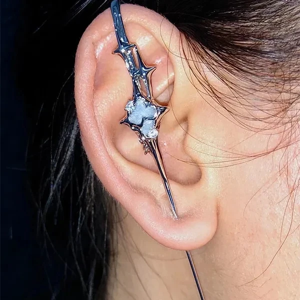 合金耳饰 星守系列原创穿刺耳针四芒星小众设计冷淡高级耳挂耳桥