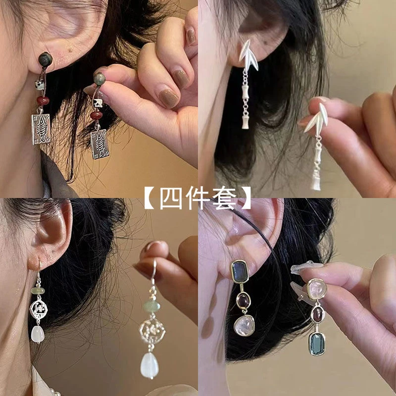 原创设计新中式耳环女独特设计感民族风古风耳钉耳饰冷淡风