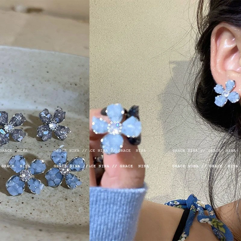 合金耳饰 花朵耳环女轻奢高级感耳钉小众ins森系耳饰2023新款洋气