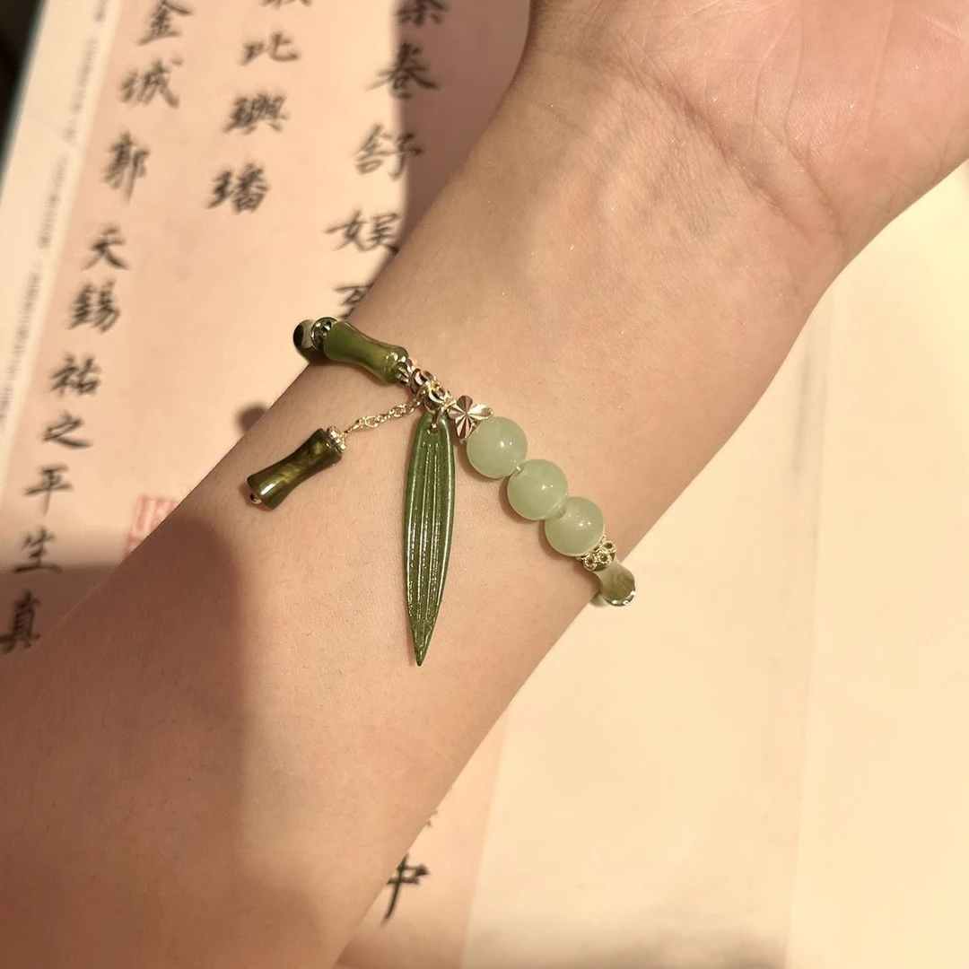 新中式竹节串珠手链女生珠珠轻奢小众珠子手串2024新款送闺蜜礼物