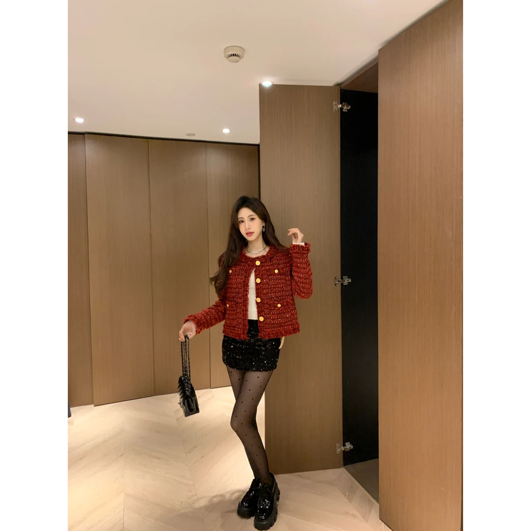 SHAOE清仓专场【骑士精神】小香风女秋显瘦气质长袖上衣S2023102504