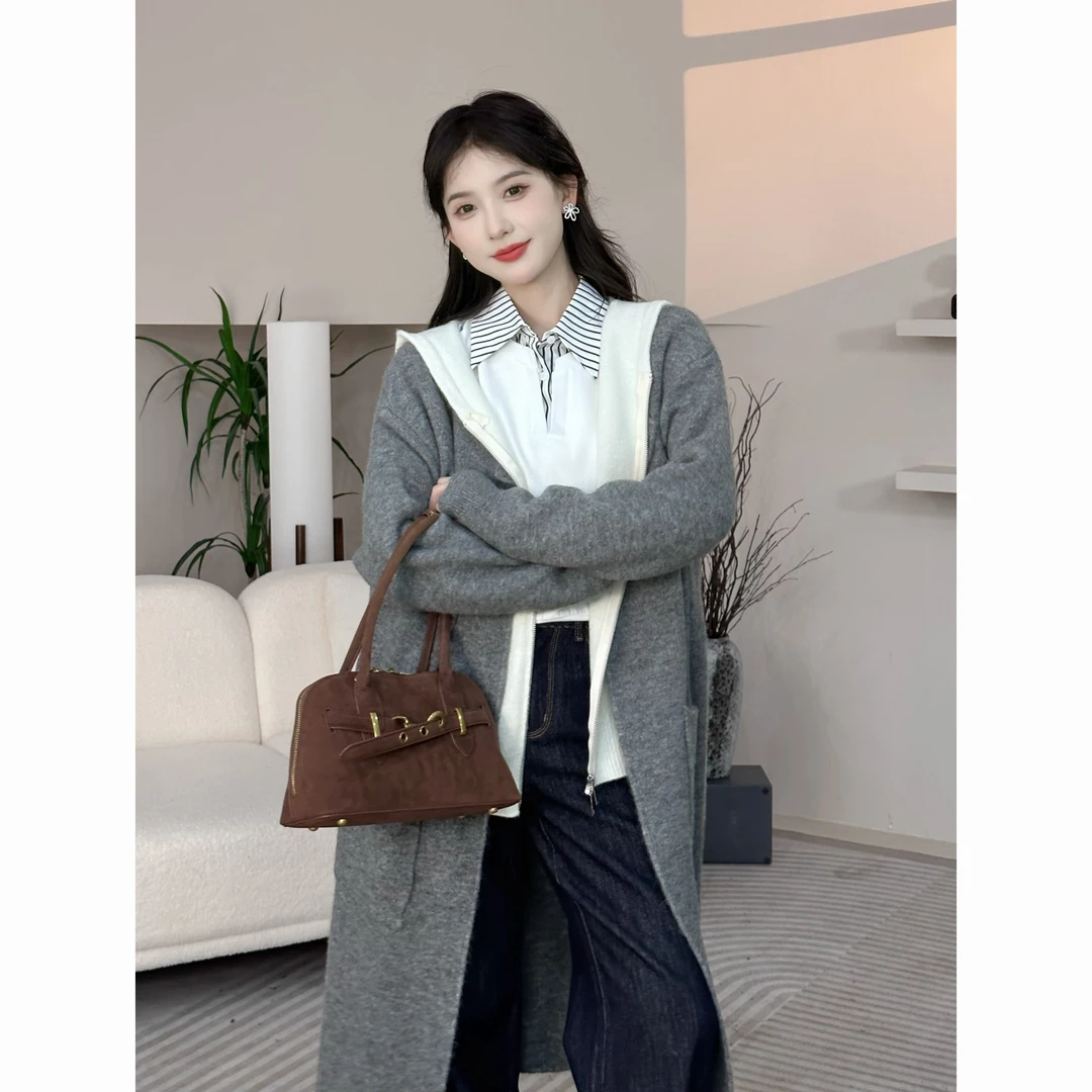 SHAOE清仓专场【梵高印象】毛衣外套女冬季随性假两件撞色宽松毛衣