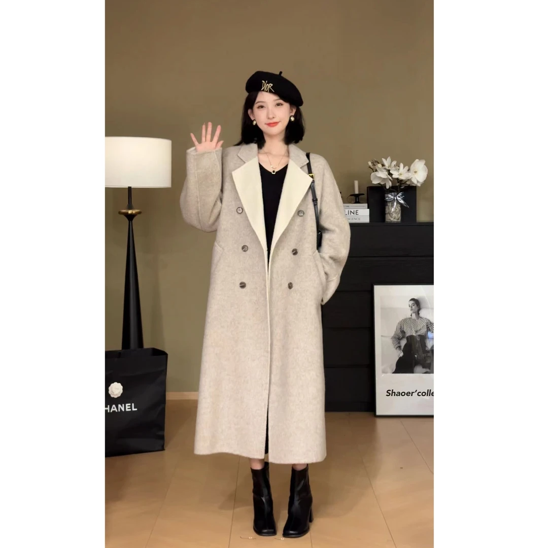 SHAOE清仓专场【格林古堡】灰色女秋冬中长呢大衣S2023092209