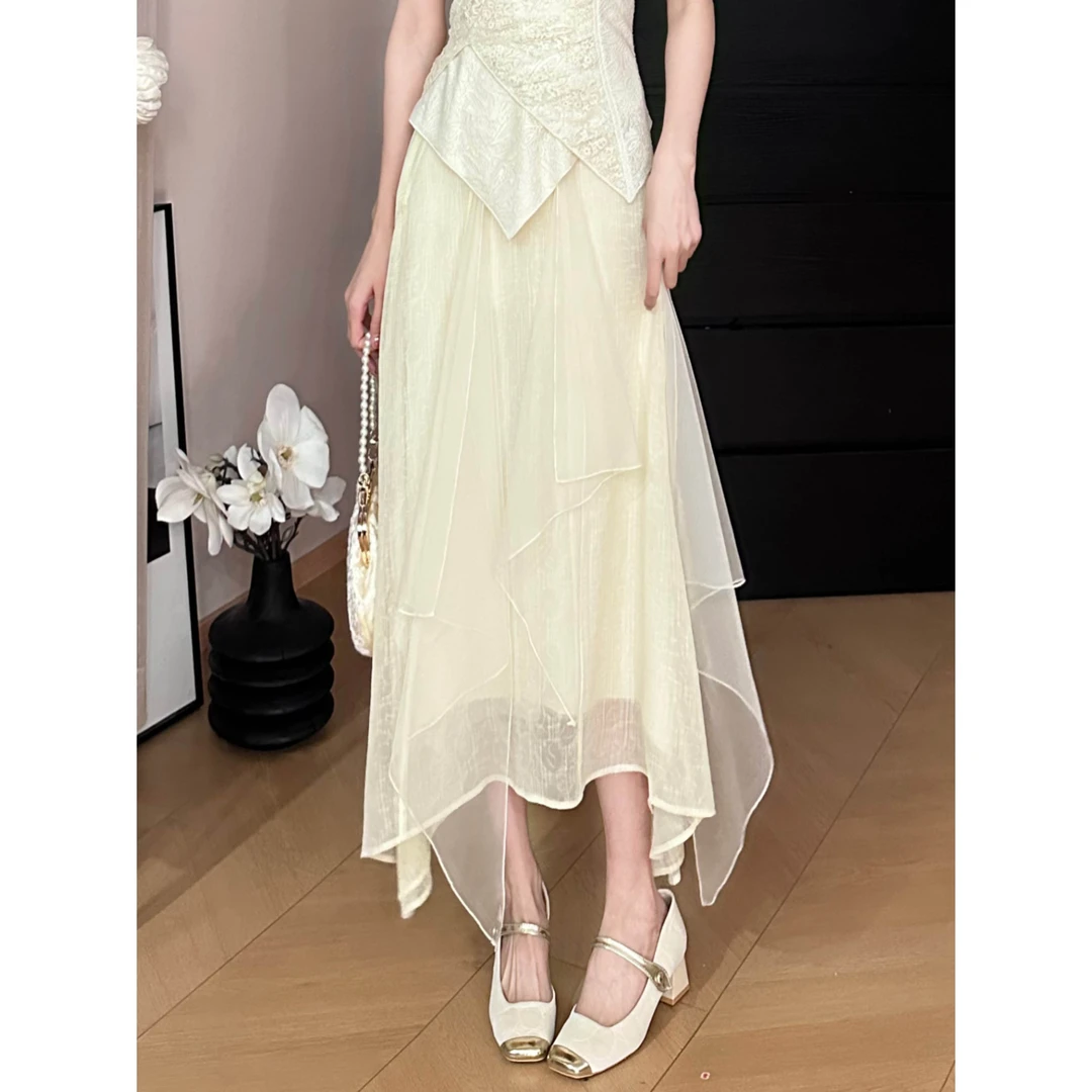 SHAOE清仓专场【白羽】2024年春新款小众设计不规则气质半身长裙