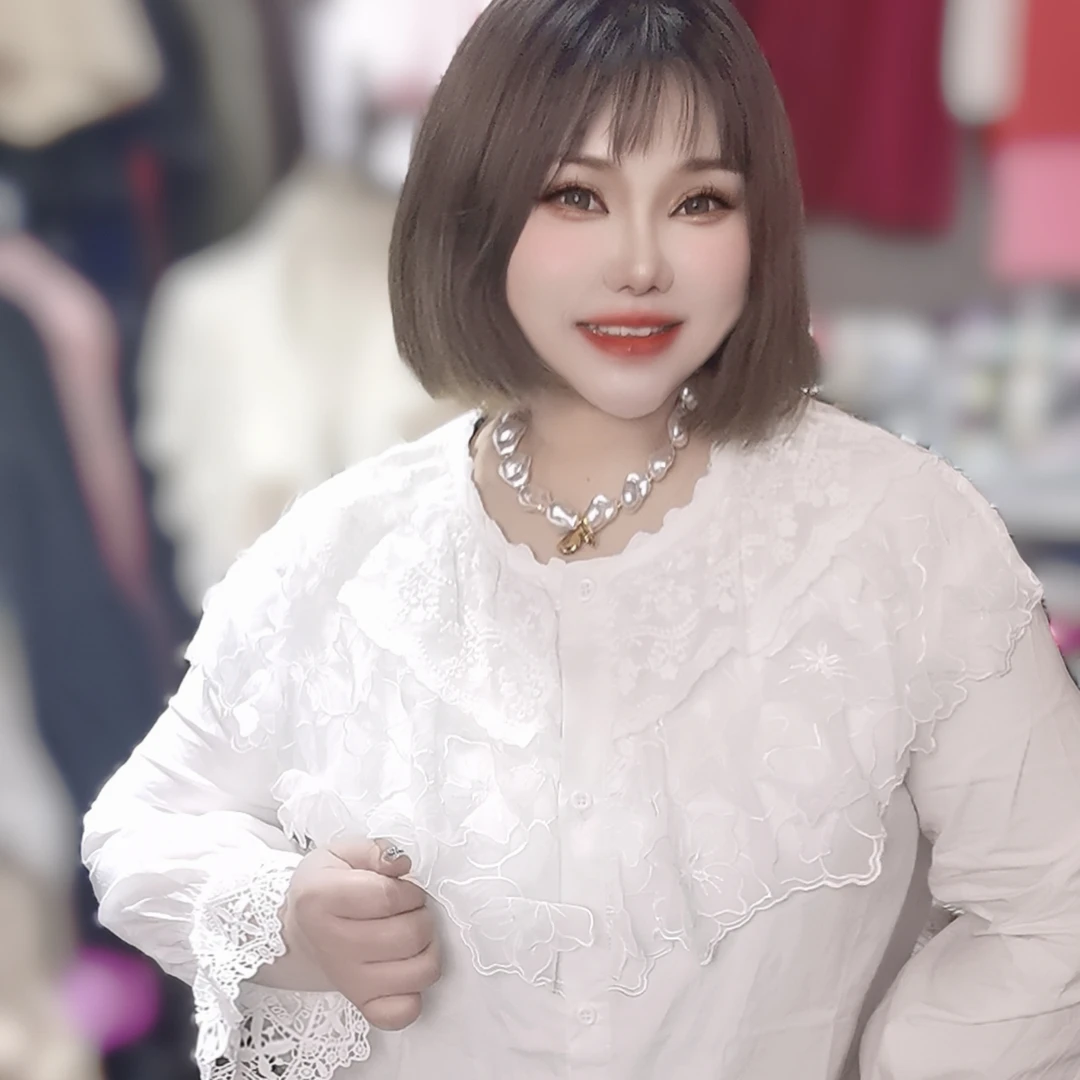 春日爆款蕾丝花朵薄纱衬衫