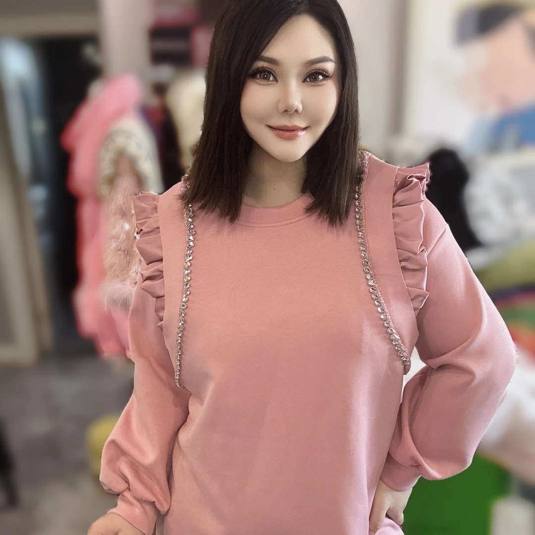 秋冬爆款钻石袖花修身连衣裙