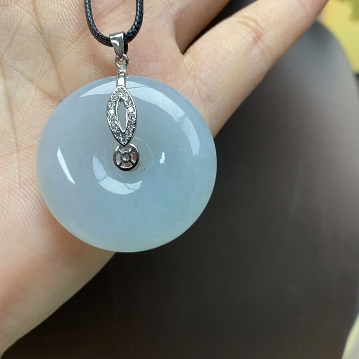 翡翠颈饰银S925镶嵌吊坠