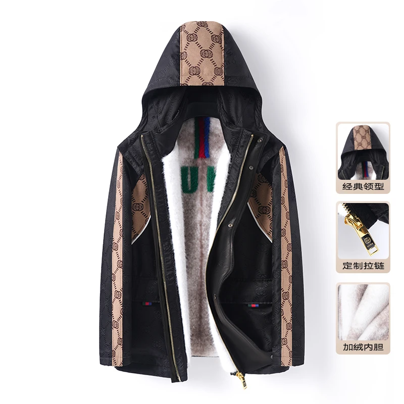 【娜娜】反季海宁男士连帽时尚百搭潮牌夹克派克服外套PK8376-1