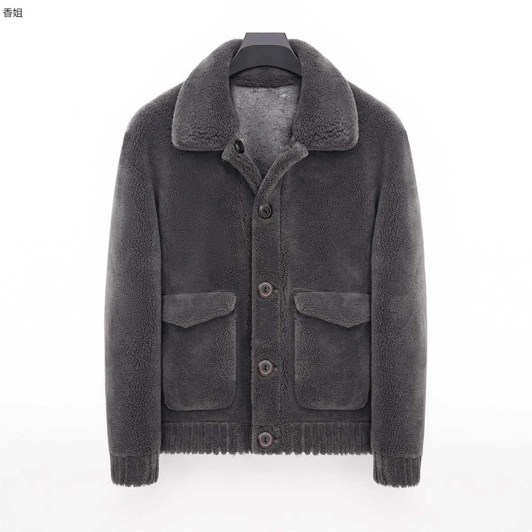 【XX男装】海宁男士时尚休闲大衣秋冬新款纯色翻领加厚保暖外套K639