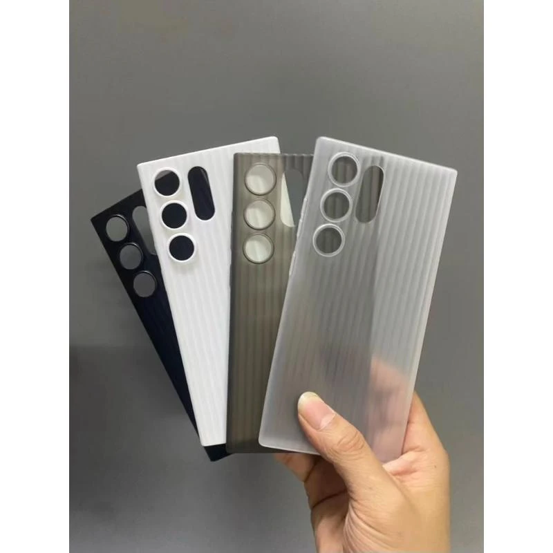 适用三星s23ultra手机壳超薄磨砂瓦楞纹透明硬壳pp壳s23+行李箱纹