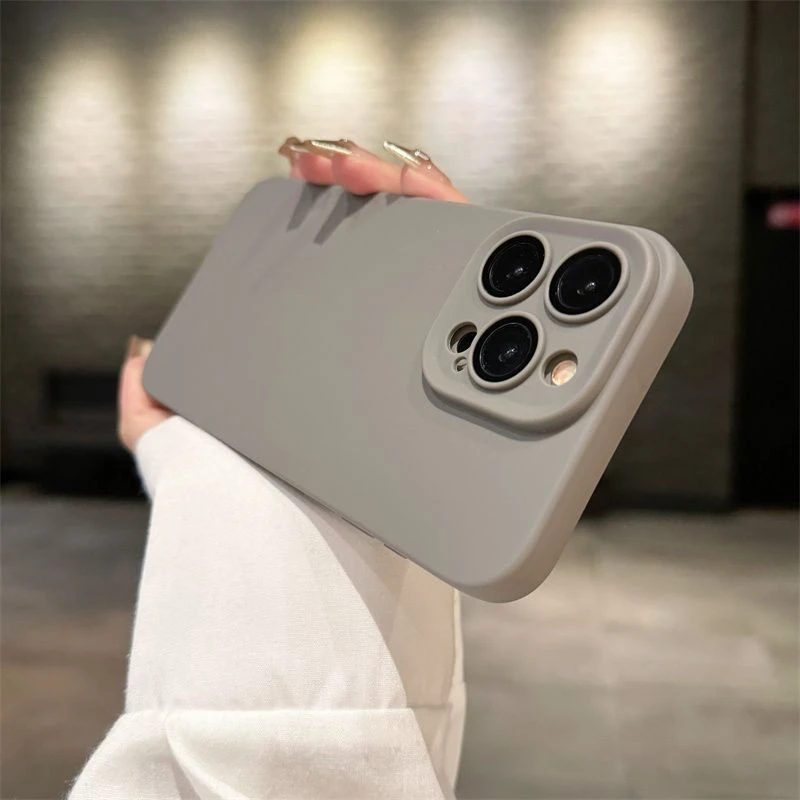 适用纯色钛灰色苹果14promax手机壳iPhone13/11/12全包镜头15
