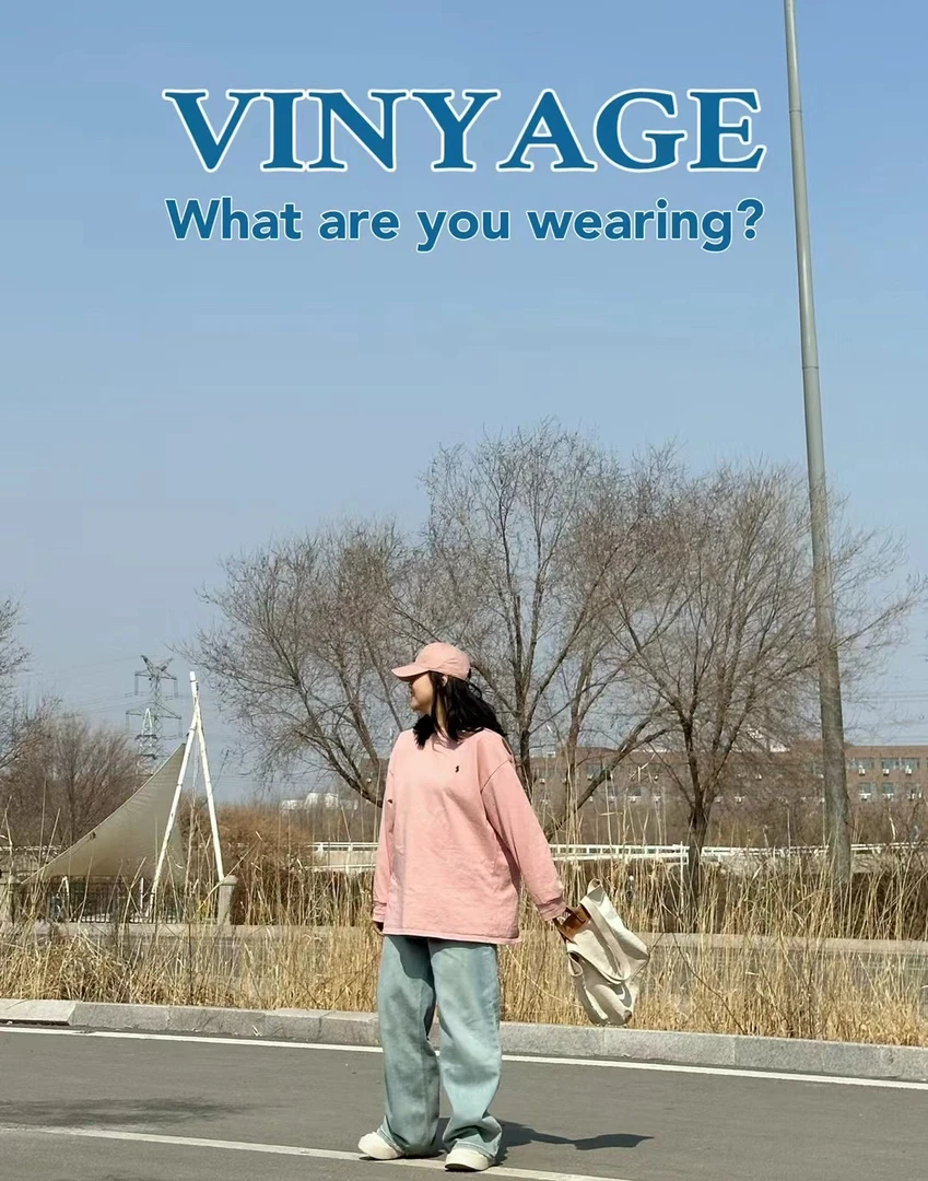 韩系慵懒风圆领胯松纯色马球刺绣休闲长袖打底T恤女百搭