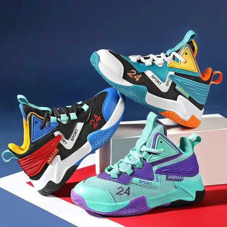 艾帝能科比24号篮球鞋春秋网面透气小学生摩擦有声音男童运动鞋