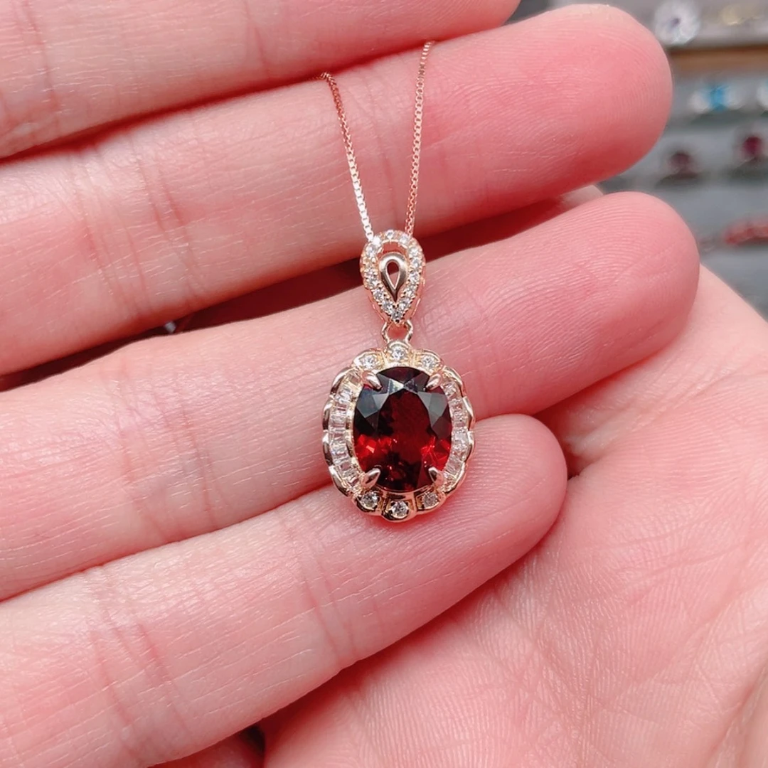 【闪购商品】石榴石吊坠银S925镶嵌