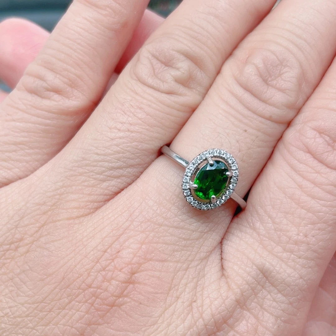 【闪购商品】透辉石戒指银S925镶嵌