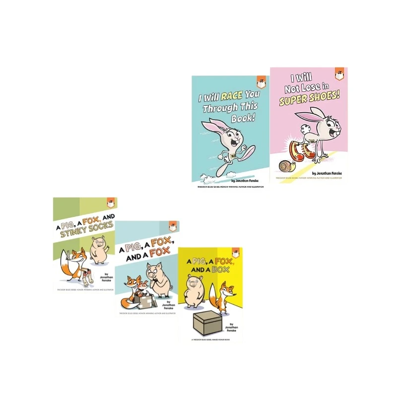 爬书山（小螃蟹同作者作品）猪与狐狸、兔子比赛日记5册幽默英语原版