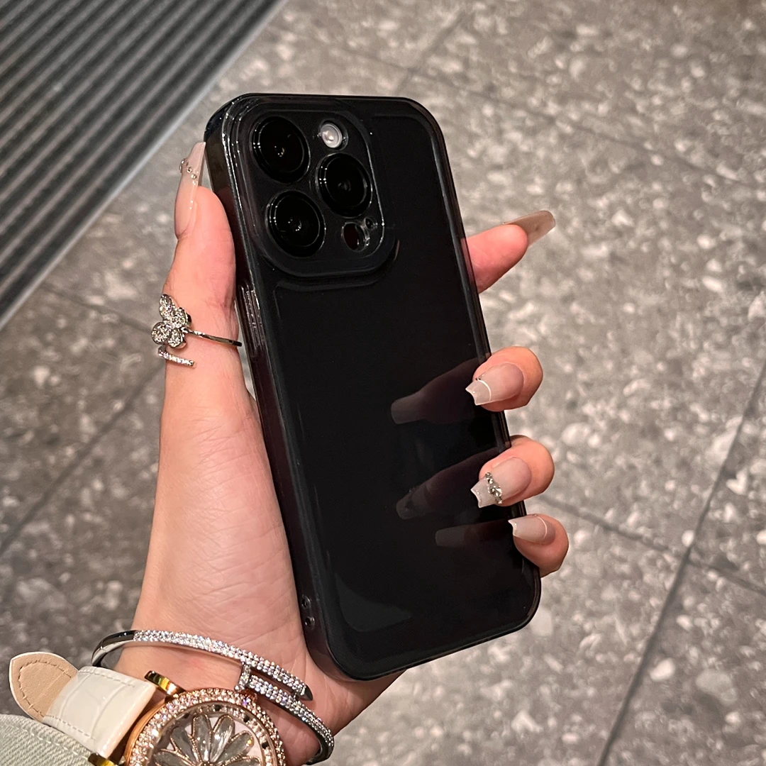 高级简约透黑透明适用iPhone15Promax手机壳苹果14Pro/13全包12软