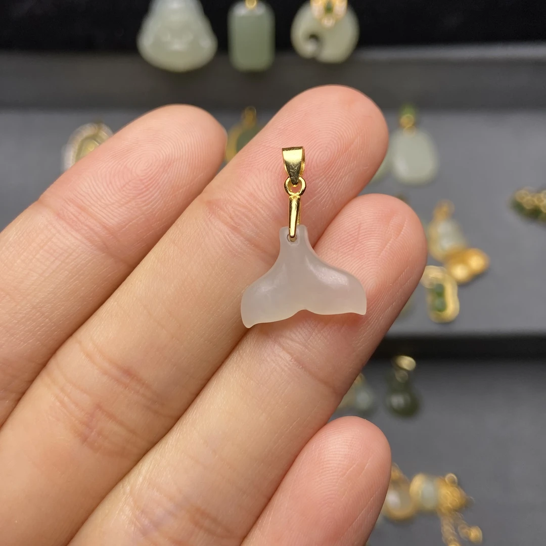 和田玉 S925银镶嵌 小鱼尾