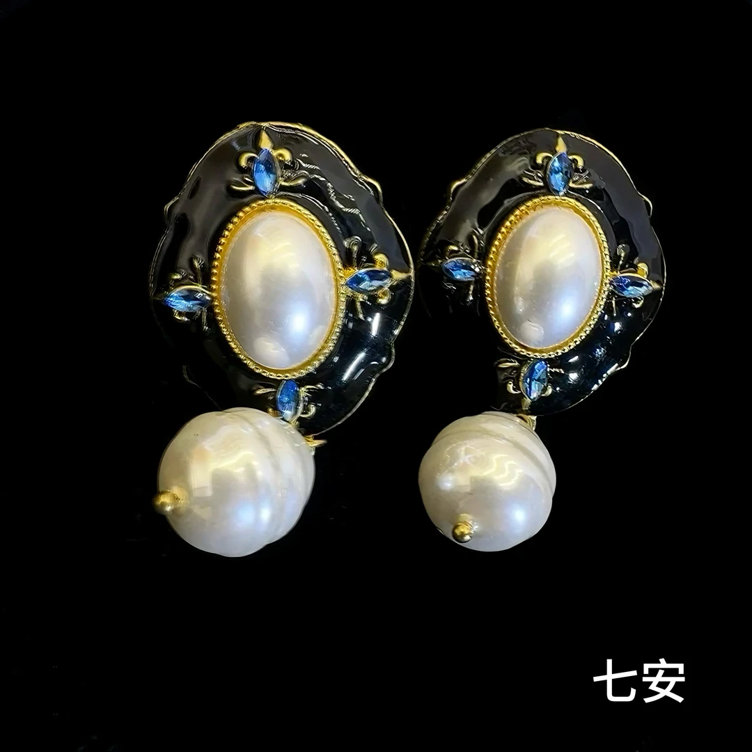 铜合金耳饰 铜合金耳饰 新中式中古耳饰