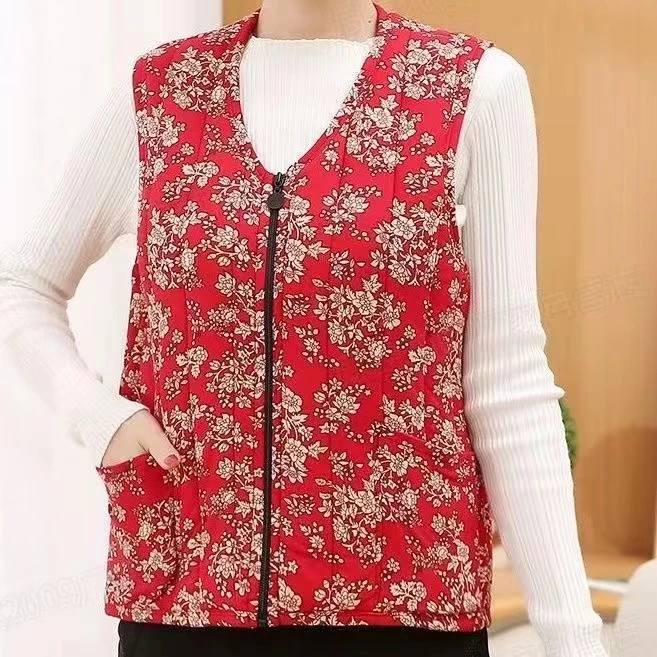 女士马甲加厚保暖修身加绒时尚冬季百花色搭中老年网红901---940