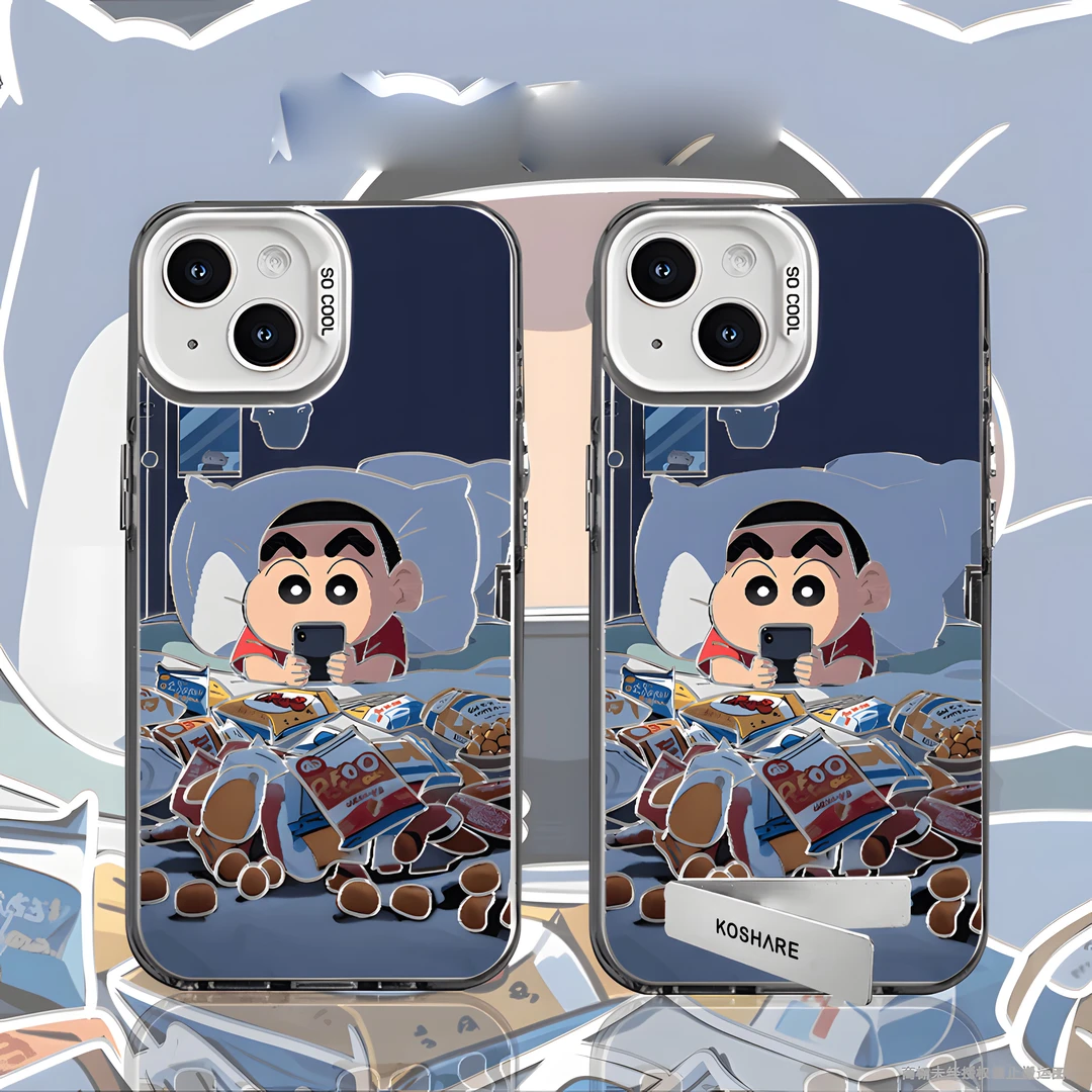 熬夜蜡笔小新适用创意小众苹果16华为oppo一加vivo小米手机防摔壳