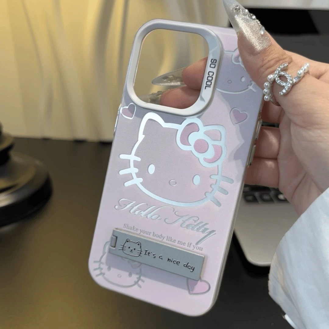 可爱凯蒂猫支架适用iphone15promax/13苹果14手机壳vivo华为oppo