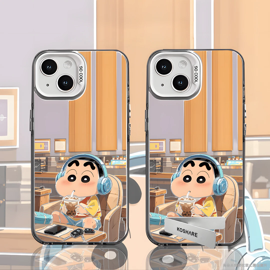 奶茶蜡笔小新适用创意小众苹果16华为oppo一加vivo小米手机防摔壳