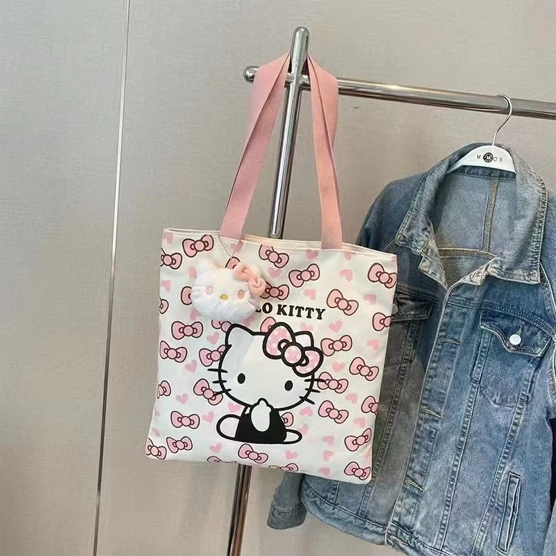 HelloKitty帆布包女大容量包包学生单肩手提袋可爱KT猫通勤托特包
