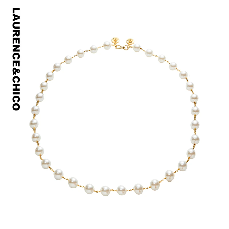 铜仿珍珠项链 【CHICO专属】IC Logo哑金色珍珠链21G40801