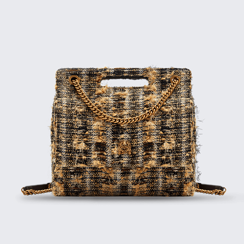 【CHICO专属】黑咖色粗花呢牛奶盒包大号C2AE10322048