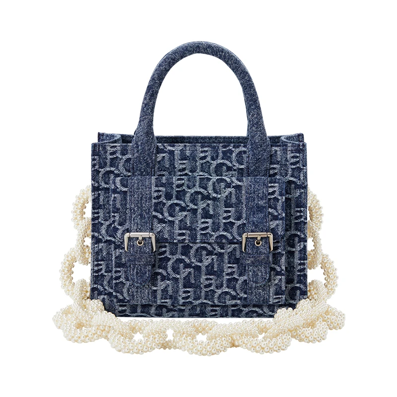 LAURENCE  CHICO[Chico专属]深蓝牛仔提花Tote包C3AE10322128