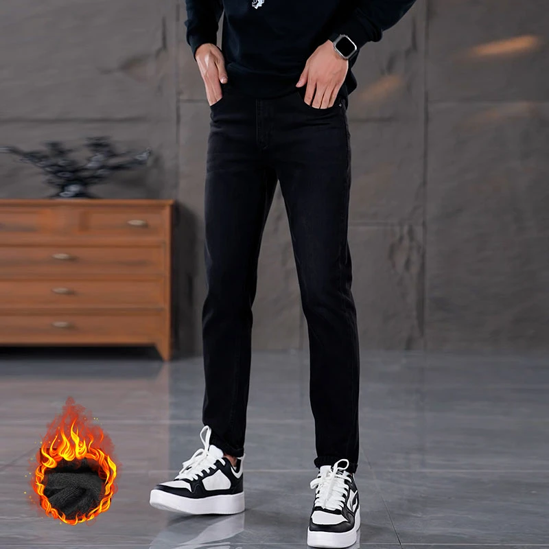 新百伦黑灰色牛仔裤子2024秋冬新款百搭爆款小直筒裤子男款牛仔裤