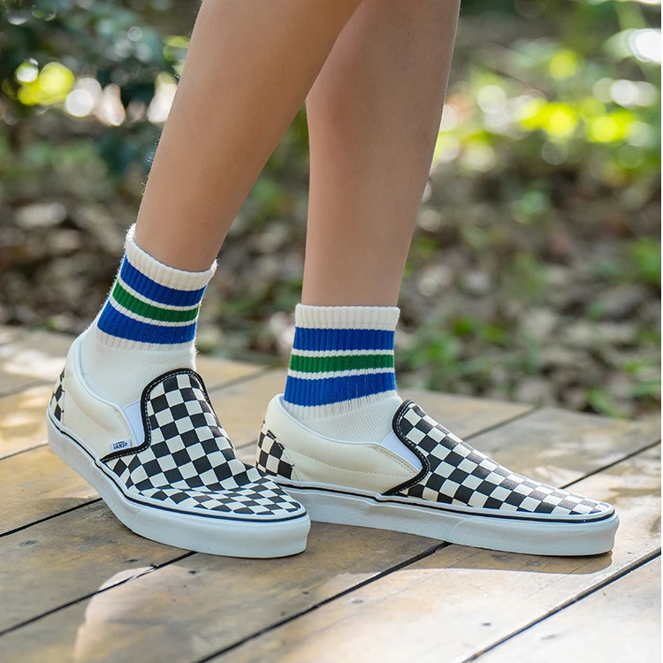 VANS男女经典黑白潮鞋棋盘格slip-on时尚一脚蹬帆布鞋VN000EYEBWW