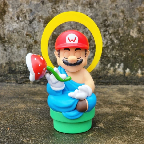 超级玛丽恶搞佛祖如意马里奥手办水管游戏雕像GK大号手办模型公仔